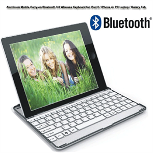 Picture of China FirstSing FS00133 Aluminum Mobile Carry-on Bluetooth 3.0 Wireless Keyboard for iPad 2 / iPhone 4 / PC Laptop / Galaxy Tab 