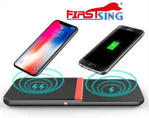 Firstsing 2 in 1 Qi Wireless Fast Charger with Dual Charging Pad for iPhone 8 iPhone X Samsung Galaxy S8 of Qi-Enabled Devices の画像