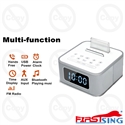 Firstsing Bedside Mini Bluetooth Speaker Stereo FM Radio Alarm Clock With USB Port Charging for phone tablet
