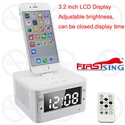 Firstsing 8 Pin Audio Music Bluetooth Speaker Fm Radio Alarm Clock Charger Dock Station for iPhone 5S 6 6s 7 Plus SE の画像