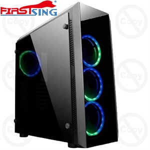 Image de Firstsing PC Gaming Computer Case Tempered Glass Side Panel ATX Mid Tower USB 3.0