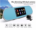 Изображение 5 inch Car DVR camera Touch Bluetooth Car Rearview Mirror Dual camera FHD 1080P Android GPS DVR navigation Free map 